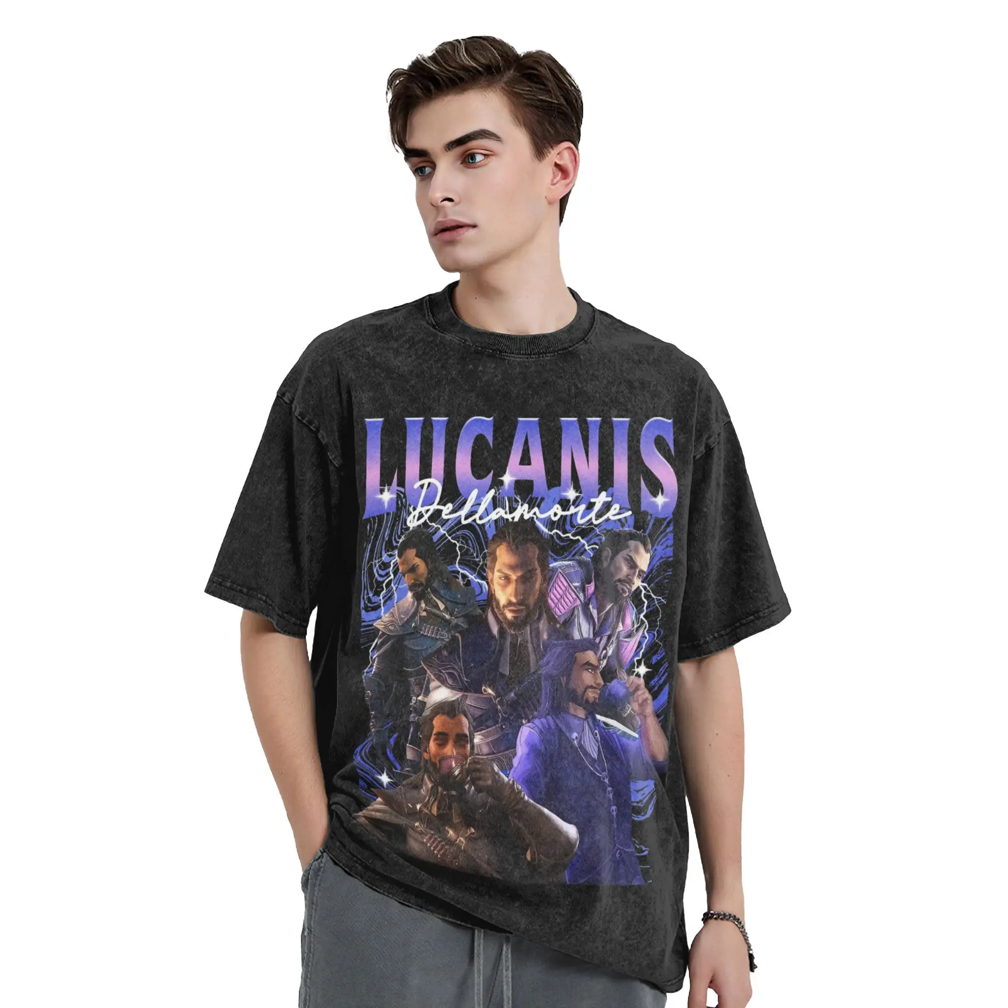 

Lucanis Dellamorte Dragons Ages Game Washed футболки винтажные футболки футболки для мужчин и женщин с короткими рукавами большого размера лето