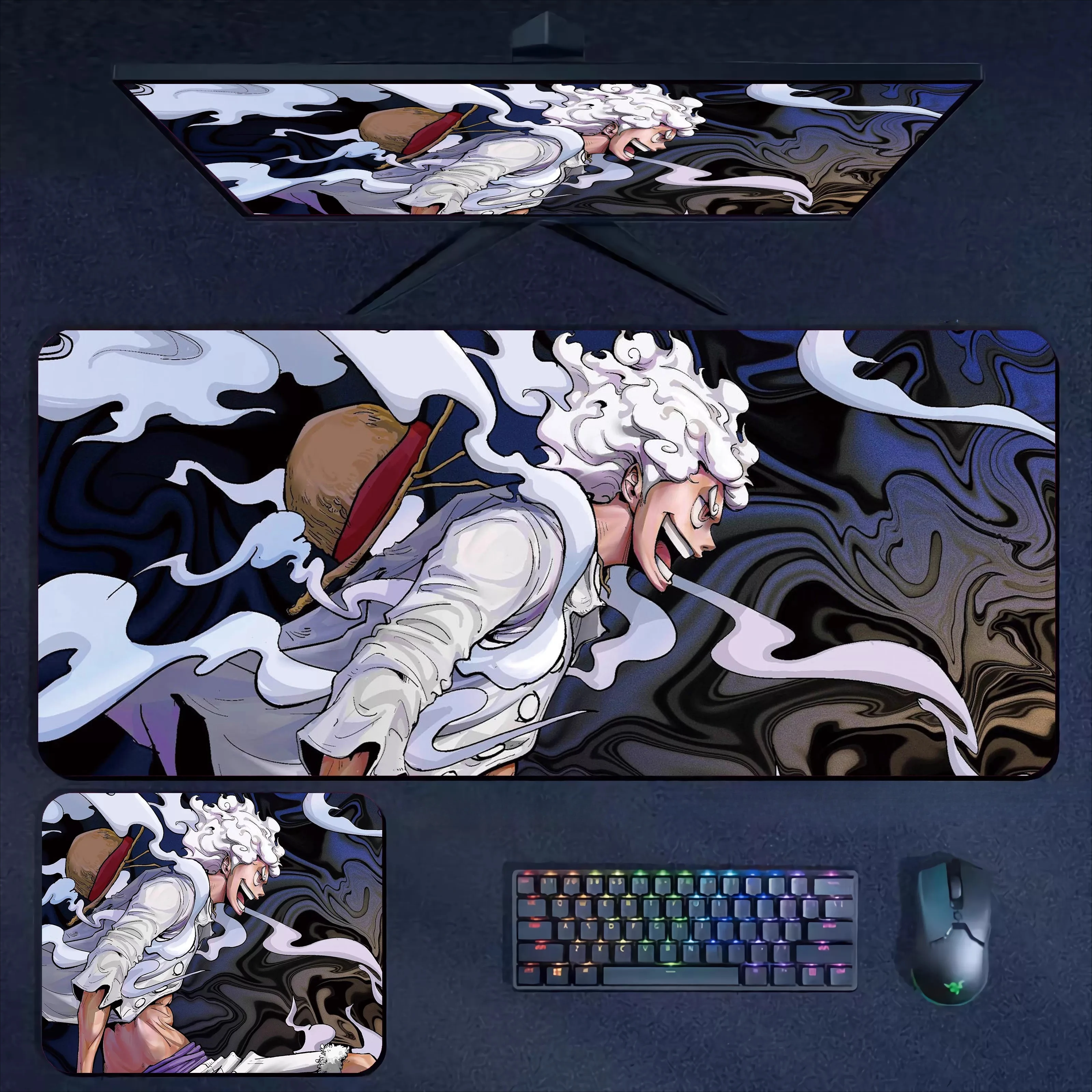 Großes Anime Laptop Tastatur-Schreibtischunterlage Luffy Roronoa Zoro Rutschfeste Mausunterlage Hochauflösende Umrandung ONE PIECE Mauspad