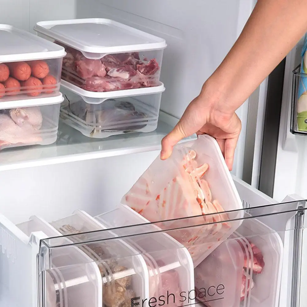 Refrigerator Organizers Portable Refrigerator Food Storage Box Kitchen Transparent Compartment Crisper Box