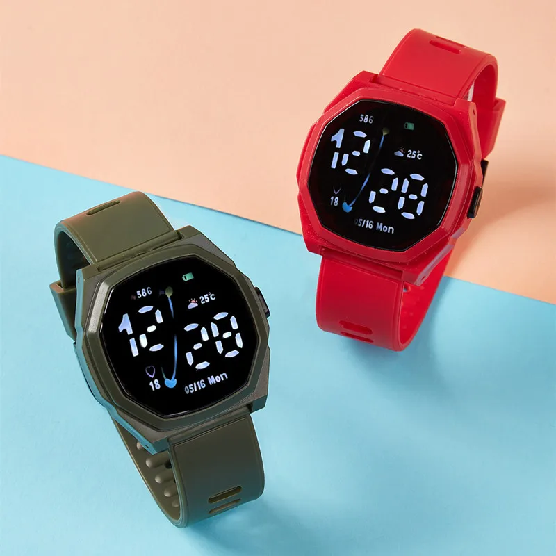 Relógio inteligente masculino feminino led relógios eletrônicos relógio homem à prova dwaterproof água smartwatch masculino display digital relógio de pulso botão bateria