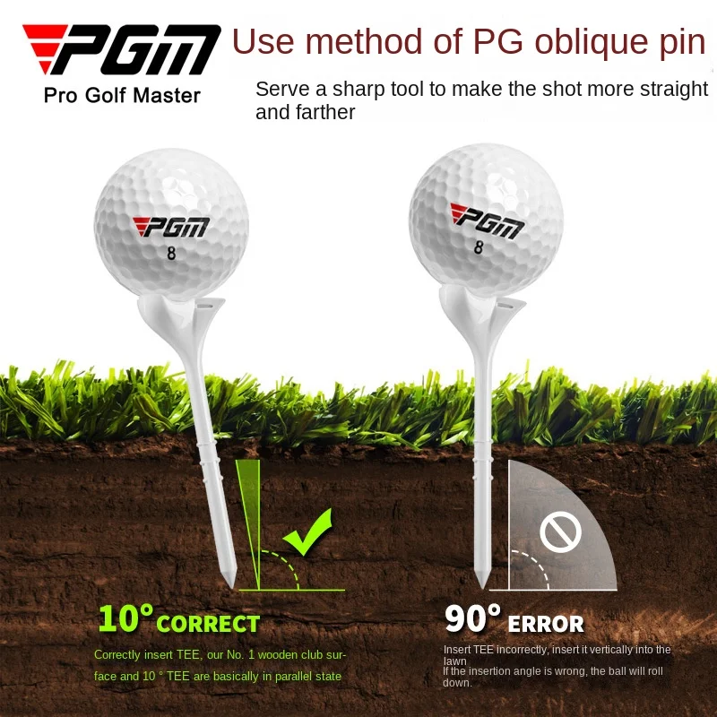 PGM Golf Tee 10 ° Oblique Insert Ball Stud Aiming Arrows 83mm 20pcs/box QT031