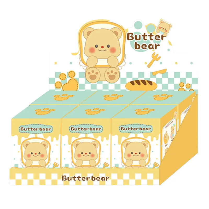 Caja ciega decorativa Kawaii, caja ciega de dibujos animados para hombre y mujer, oso de mantequilla, artesanía de resina, regalo de cumpleaños, juguetes de osito Kawaii