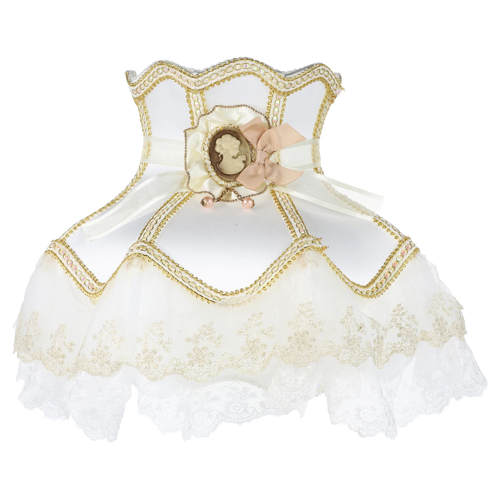 

1pc European Style Vintage Fabric Lampshade Lace Tassel Scallop Dome Cover For Table Floor Lights Soft Light Diffusing Cloth