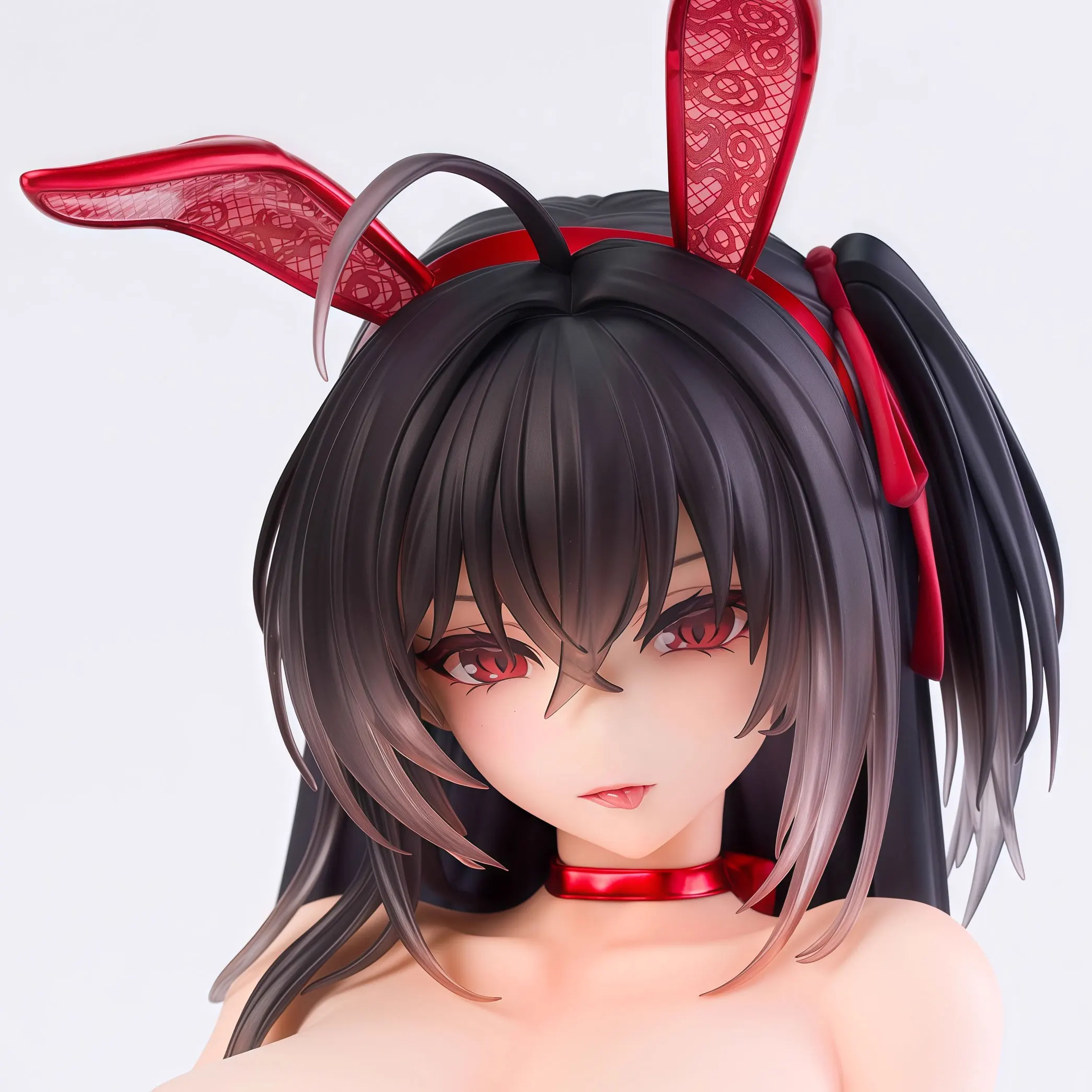 Red Costume Design Style Rabbit Girl Anime Game Character Model Statue Sitting Posture Collectible Figurine
