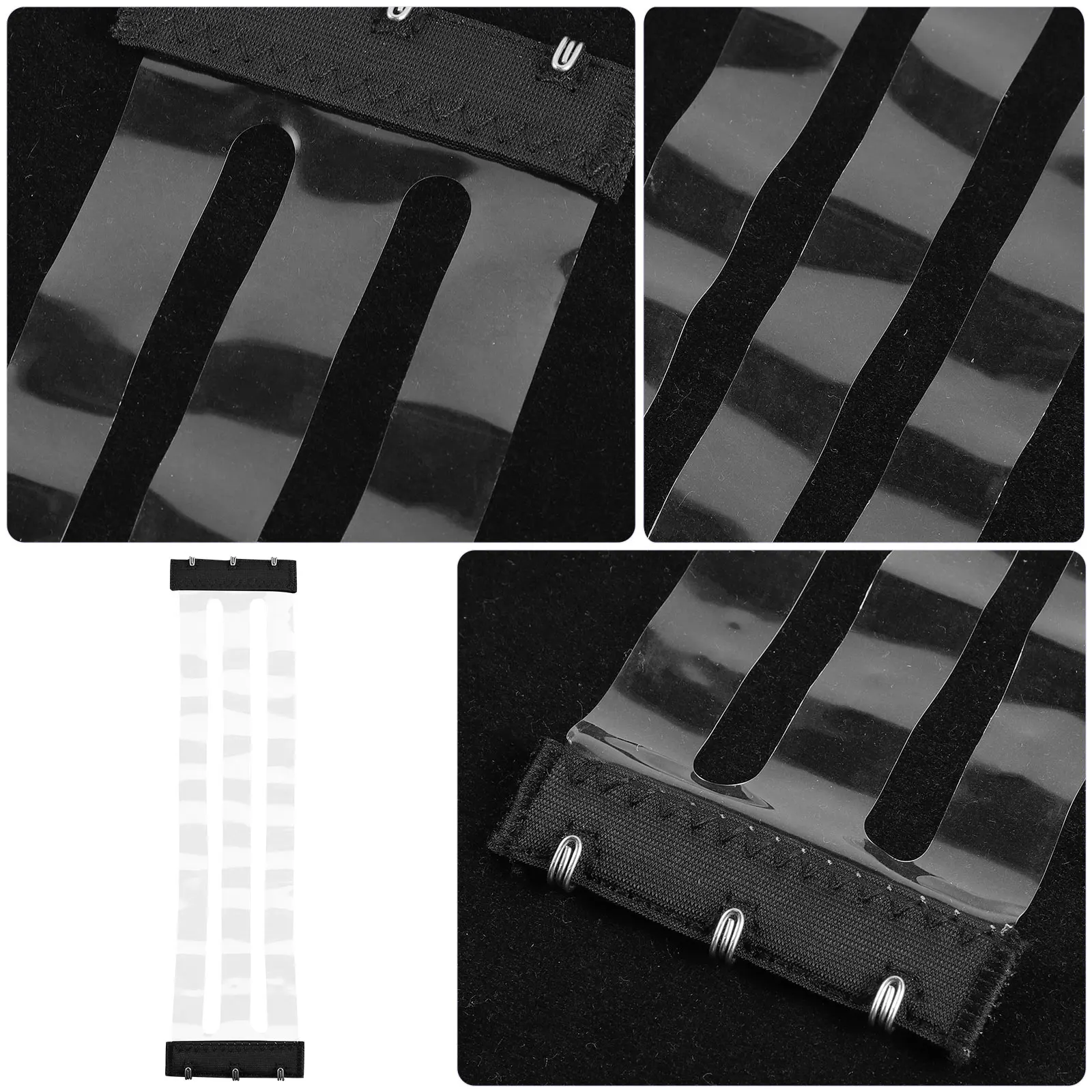 

Invisible Bra Extender Black Stretch Elastic 3 Hooks Replacement Buckle Clips For Plus Size Bras