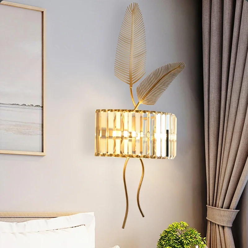 

Luxury Household Hotel LED Crystal Wall Lamps Creative Bedroom Bedside Light Modern Living Room Background Decoration Wall Light