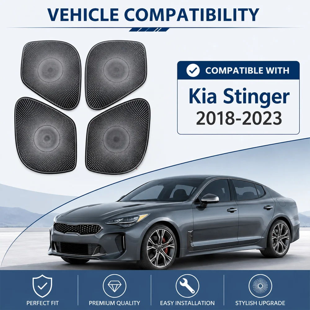 Car Interior 4 Door Audio Speaker Grille Trim For Kia Stinger 2018 2019 2020 -2023 Loudspeaker Frame Horn Decoration Cover Trim