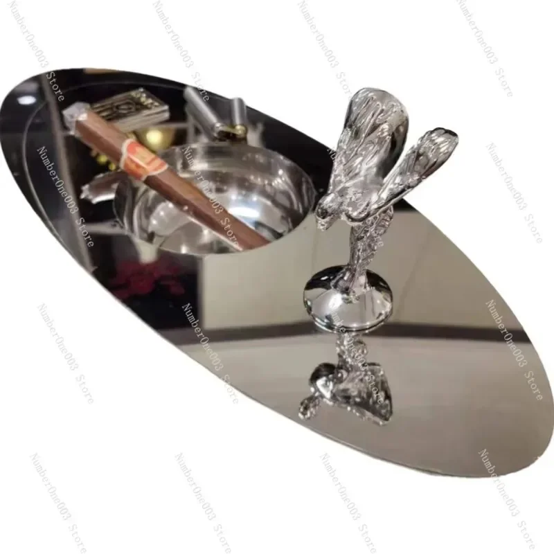 Luxury Large Stainless Steel Decorative Ashtray Multi-Functional Cigar Holder Tray