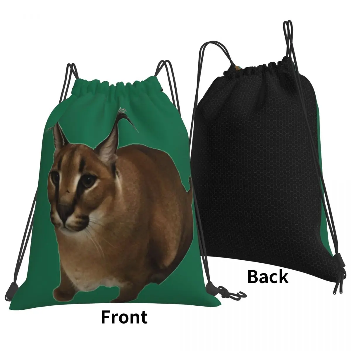 Big Floppa Animal Cat Backpacks Portable Drawstring Bags Drawstring Bundle Pocket Sports Bag Book Bags For Man Woman Students