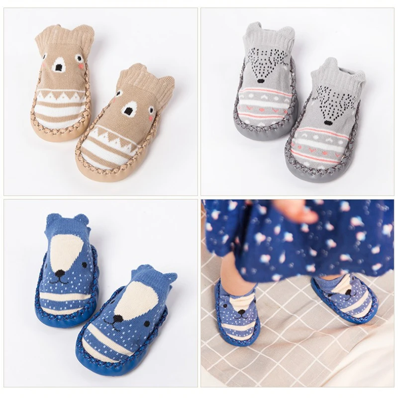 0-24Months Spring Autumn Newborn Rubber Soles Baby Socks Infant Baby Girls Boys Shoes Baby Floor Socks Anti Slip Soft Sole Sock