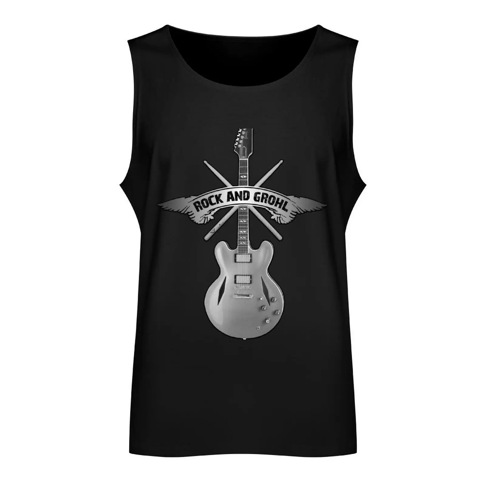 ROCK and GROHL Awesome Drumstick & Guitar ORIGINAL Design! Tank Top Men's clothes luxury style Sleeveless T-shirt