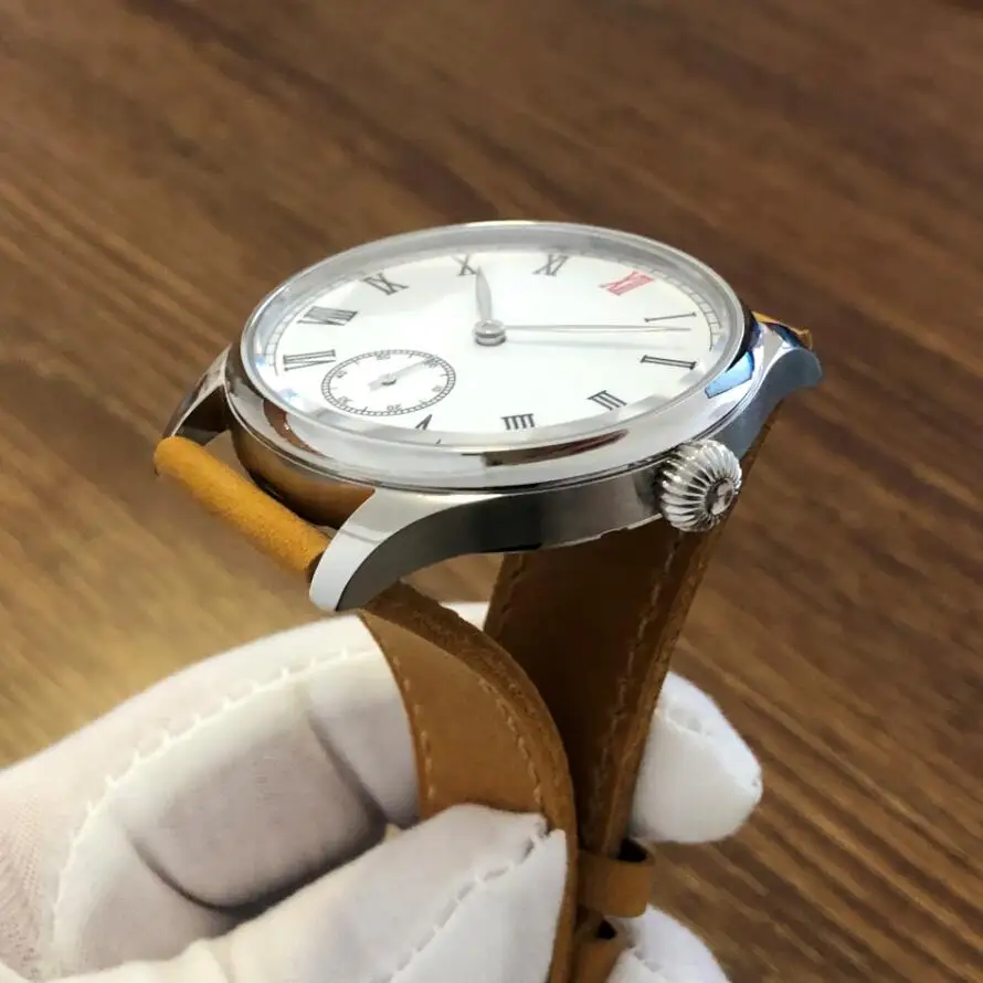 44mm No Logo White Dial Asian 6498 17 Jewels Mechanical Hand Wind Movement Men's Mechanical ST3621 Watch GR0809-24