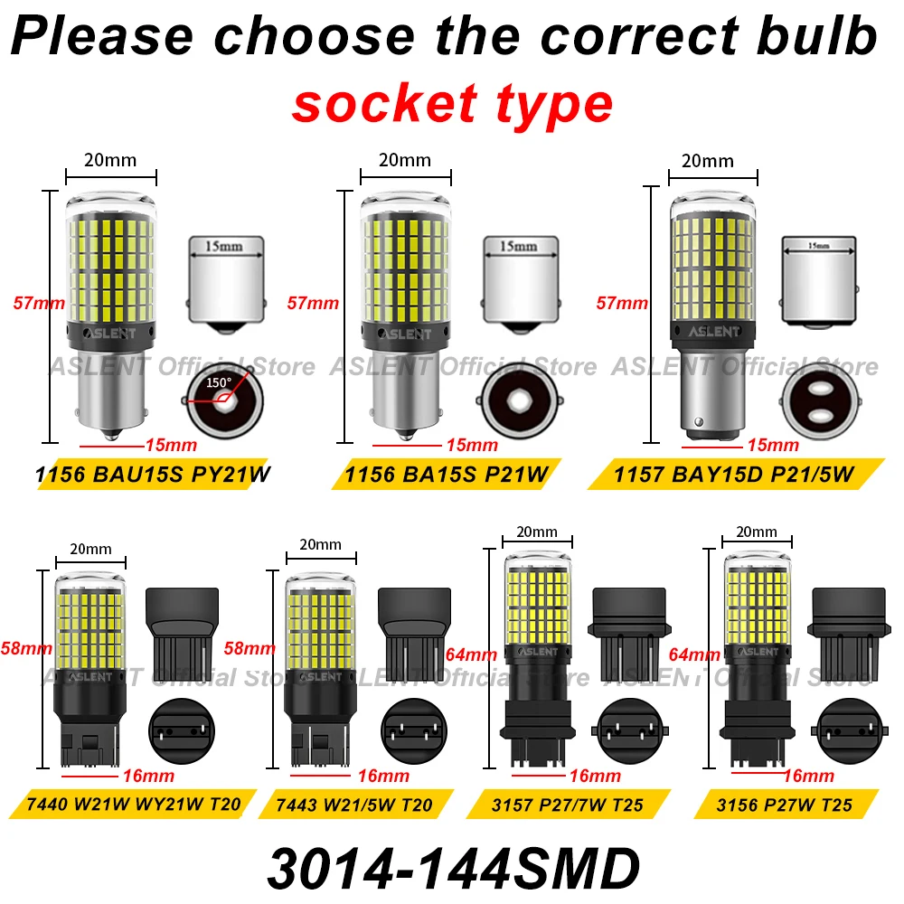 2Pcs T25 LED Canbus 3157 P27/7W 4157 3057 7443 W21/5W P21/5W T20 W21W PY21W P21W LED Bulb Car Rear Brake Lights Turn Signal Lamp