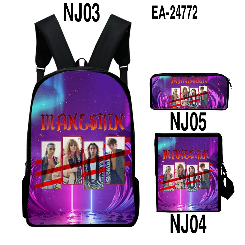 Classic Popular Peculiar Maneskin 3D Print 3pcs/Set pupil School Bags Laptop Daypack Backpack Inclined shoulder bag Pencil Case