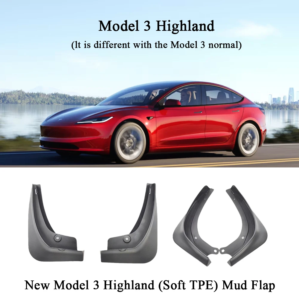 

For Tesla Model 3 2023/2024/2025 mudguard left front right rear new energy electric vehicle parts protection Decorative mud flap
