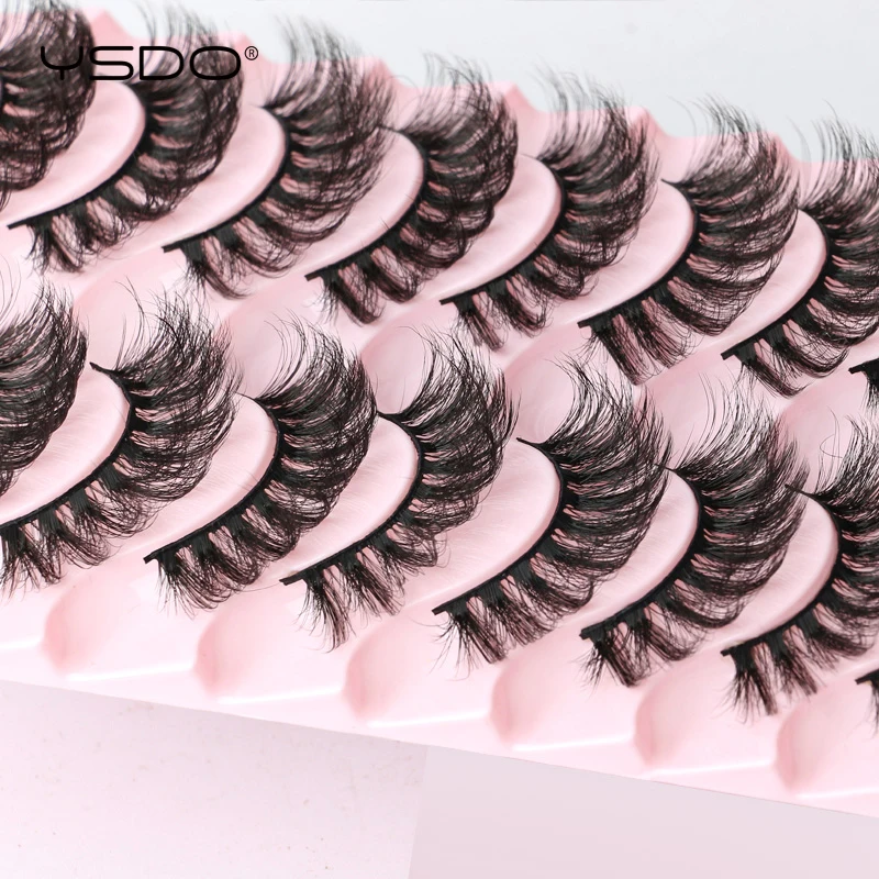 YSDO Russian Strip Lashes 3/10 Pairs 3D Mink Eyelashes Natural Mink Lashes Dramatic Messy False Eyelashes Makeup Thick Cilios