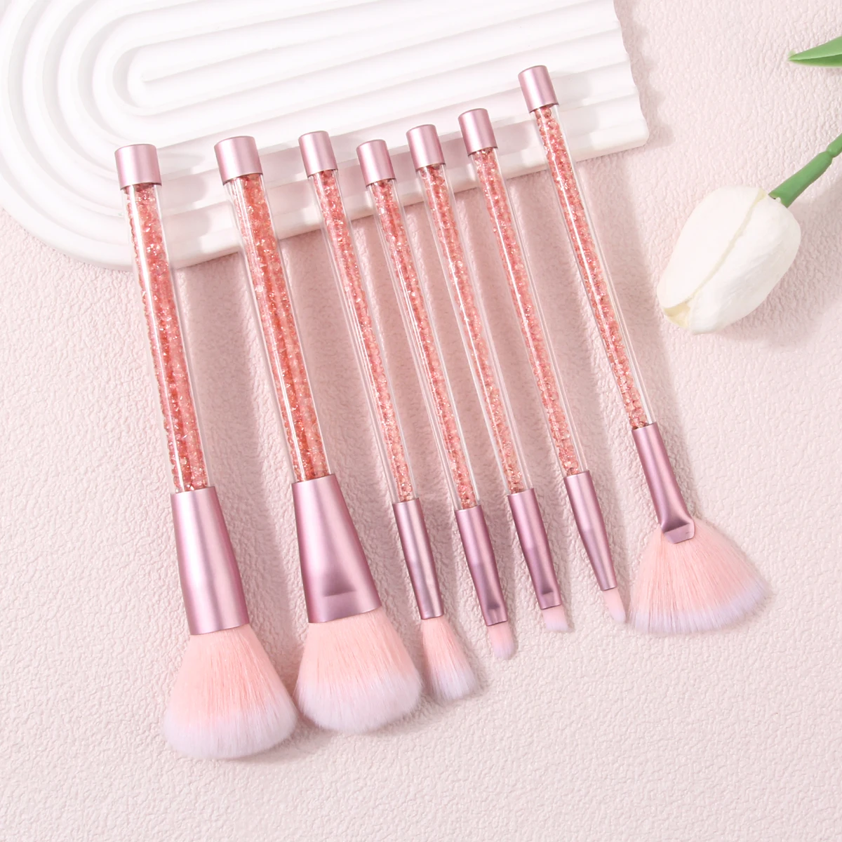 7pcs diamond handle cosmetic case brush soft hair powder repair eye shadow makeup brush exquisite portable makeup tool set