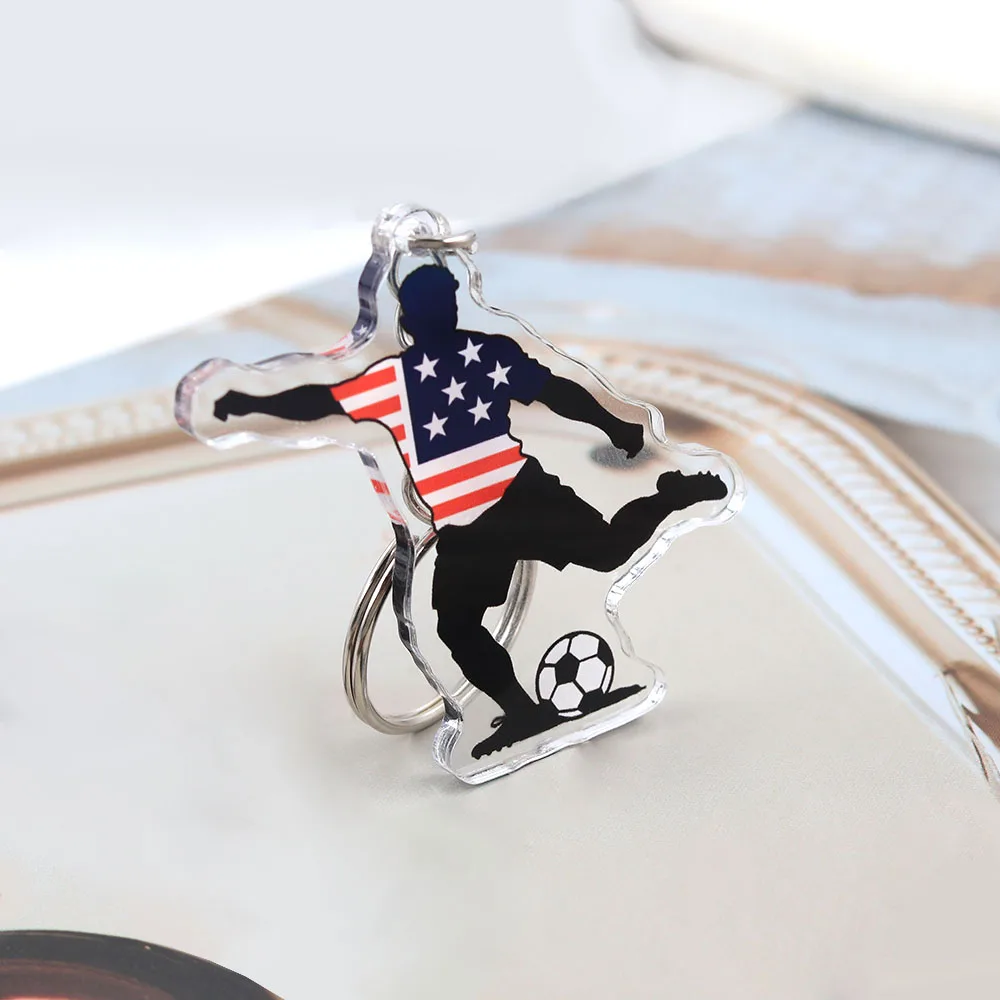 USA-Flagge Fußballspieler Acryl-Schlüsselanhänger USA 2026 Fußballstar Silhouette Schlüsselring Sportfan-Souvenir Taschenanhänger Schmuck Geschenk – Detail 7