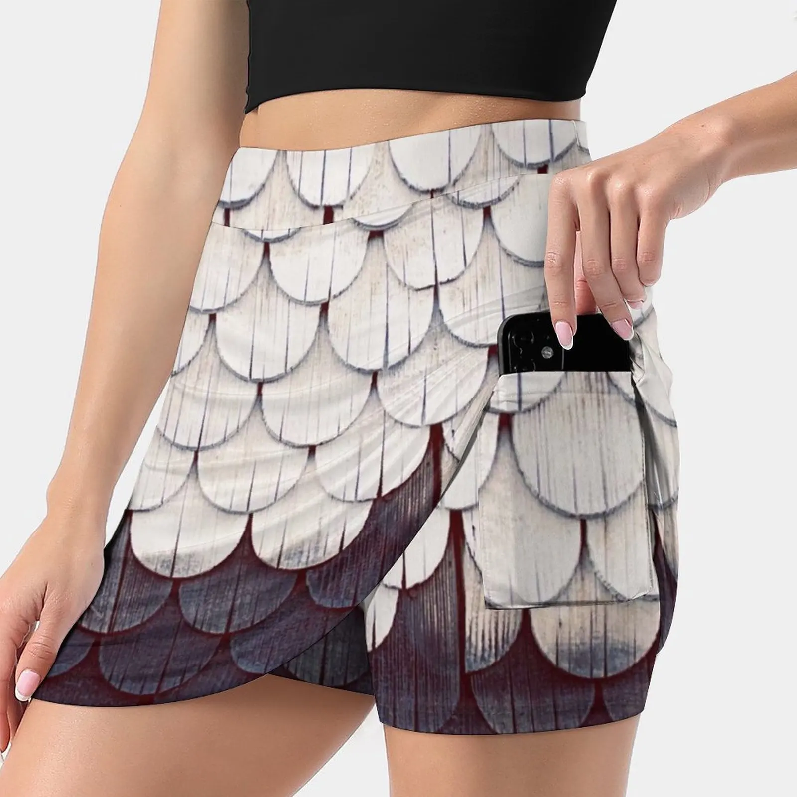 Shelter Women's skirt Aesthetic skirts New Fashion Short Skirts Abstract Texture Wood Wooden Scales Tiles Pattern Architecture