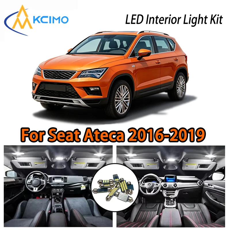

High Quality LED Interior Lights For Seat Ateca 2016-2019, White Ice Blue Two Colors LED Lamp Kit