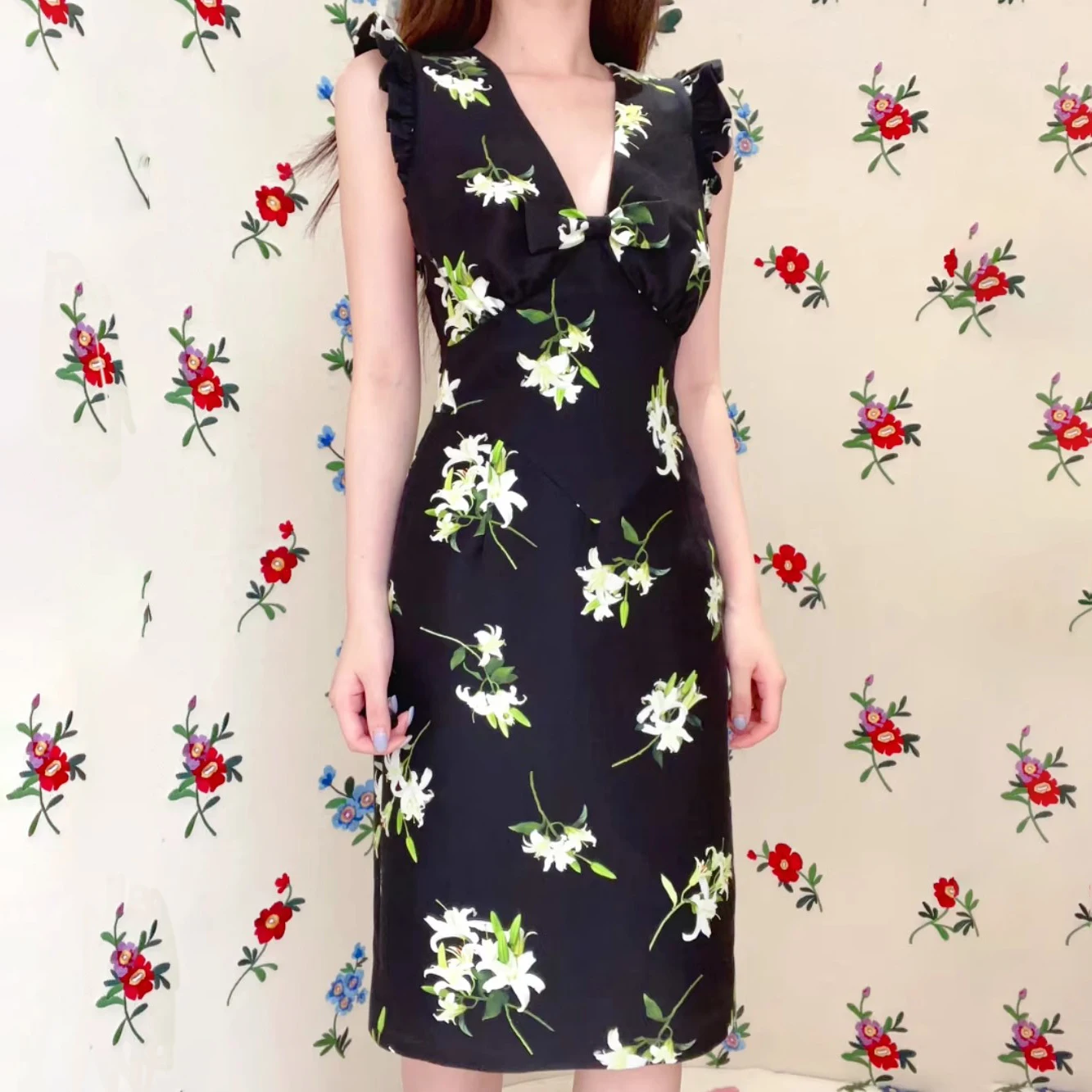 

Women's dress New printed long dresses for summer 2025 cotton blend sleeveless knee length dress midi dresses y2k party dresses