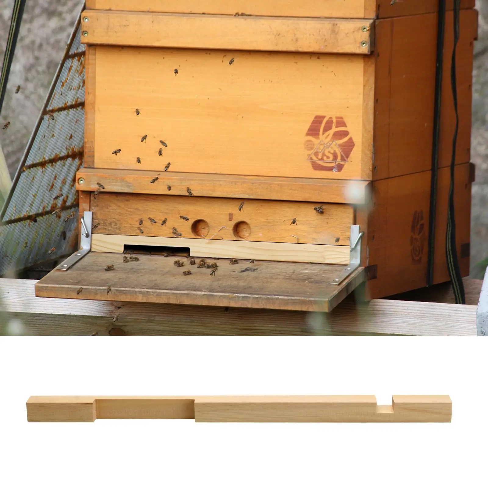 Wooden Beehive Entrance Reducer For 10 Frame Hive Adjustable Notches Durable Wood Hive Protector Ventilated Bee Keeping