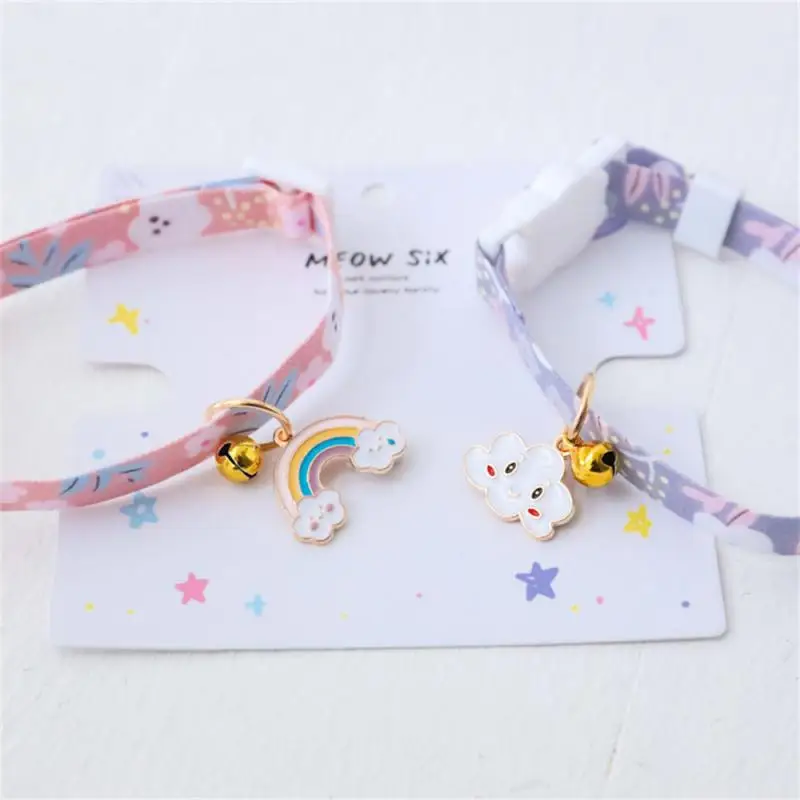 For Newborn Cat Collar Safety Breakaway Small Dog Tie Adjustable Neck Strap For Puppy Kittens Necklace Star Cats With Bell