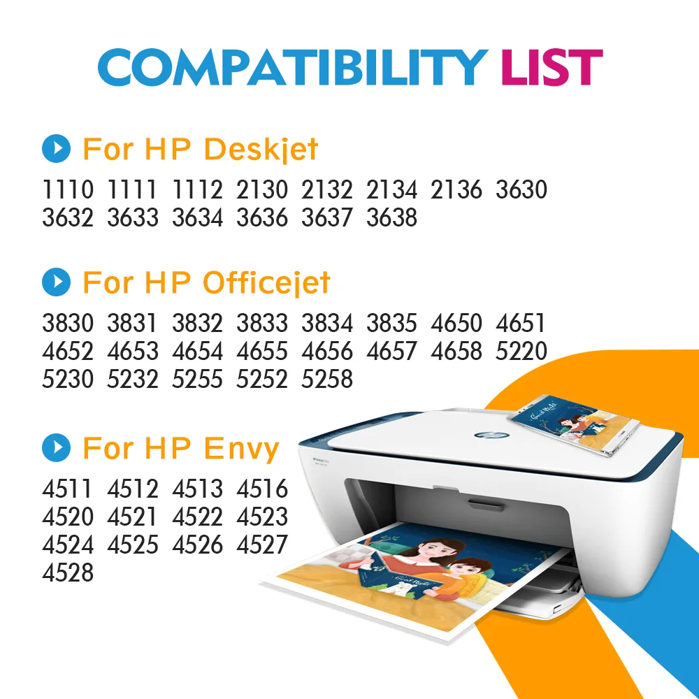 Reprinpic For HP 302 XL HP302 Replacement Ink Cartridges Deskjet 1110 2130 ENVY 4520 Officejet 4650 Deskjet 3630 Printer 302XL