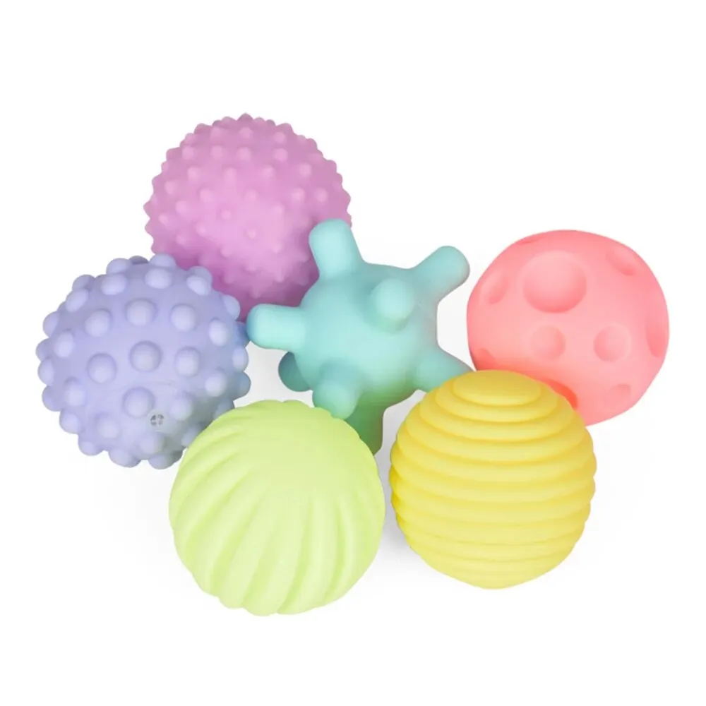 6 PCS Baby Sensory Toys Balls Baby Bath Play Water Bathroom Miękkie zabawki Piłka może zrobić dźwięk Miękka gumowa piłka — zdjęcie 2