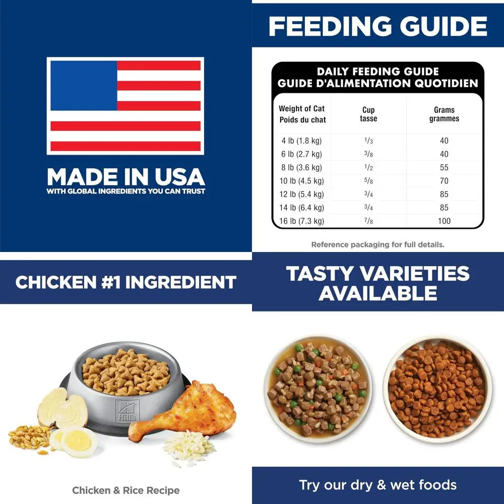 Alimento Seco para Gatos Adultos de 1 a 6 Años: Cuidado de las Bolas de Pelo y del Sistema Urinario, Sabor a Pollo, 7 lbs