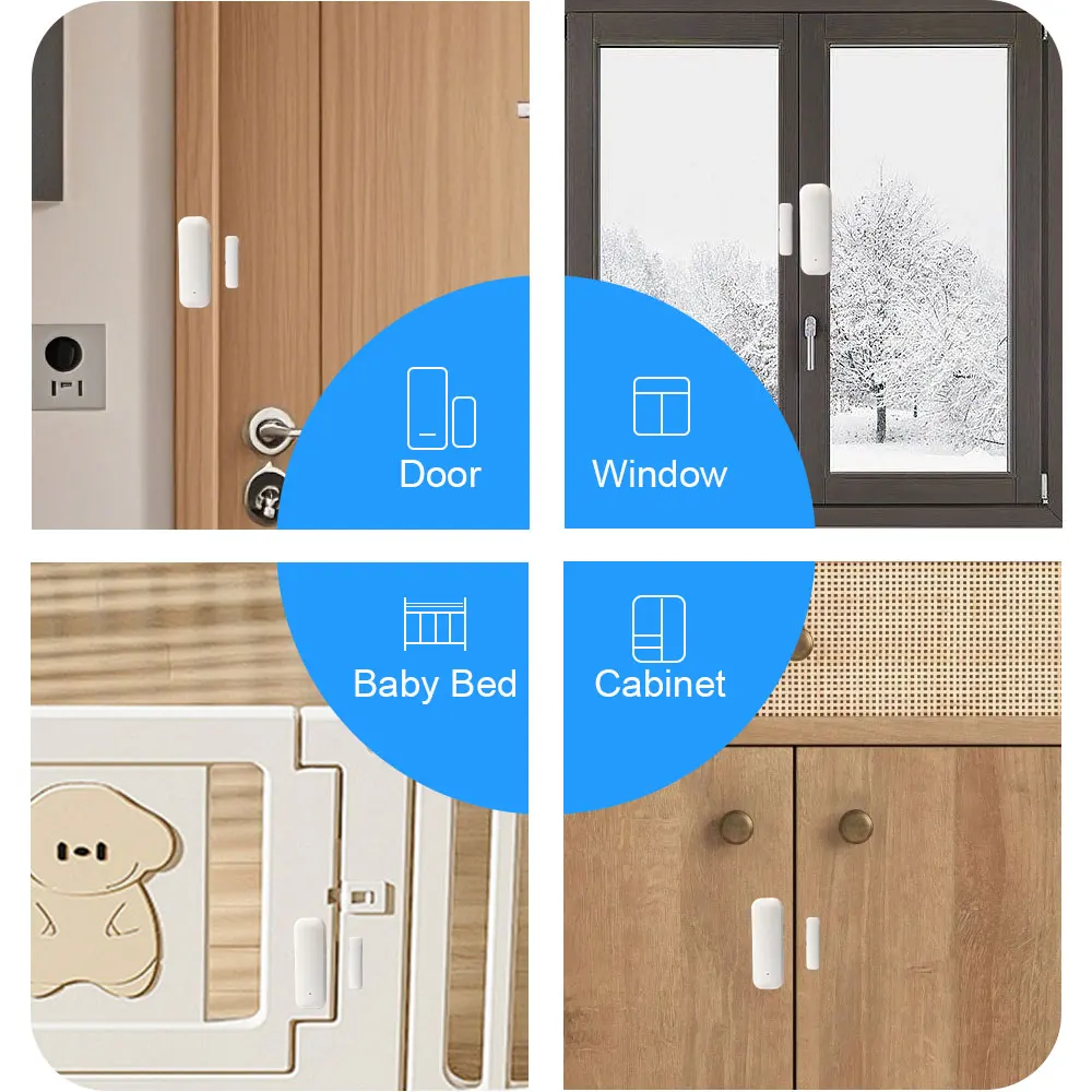 Ewelink Zigbee Door Sensor Wireless Magnetic Window Open Closed Alarm Detector Works With Zigbee2MQTT Alexa Google Need Gateway