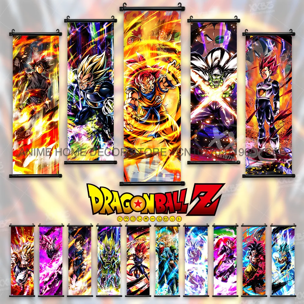 Dragon Ball Super carteles Anime Goku pinturas decorativas negras Vegeta Arte de la pared Decoración Saiyan 4 papel tapiz troncos rollos imagen