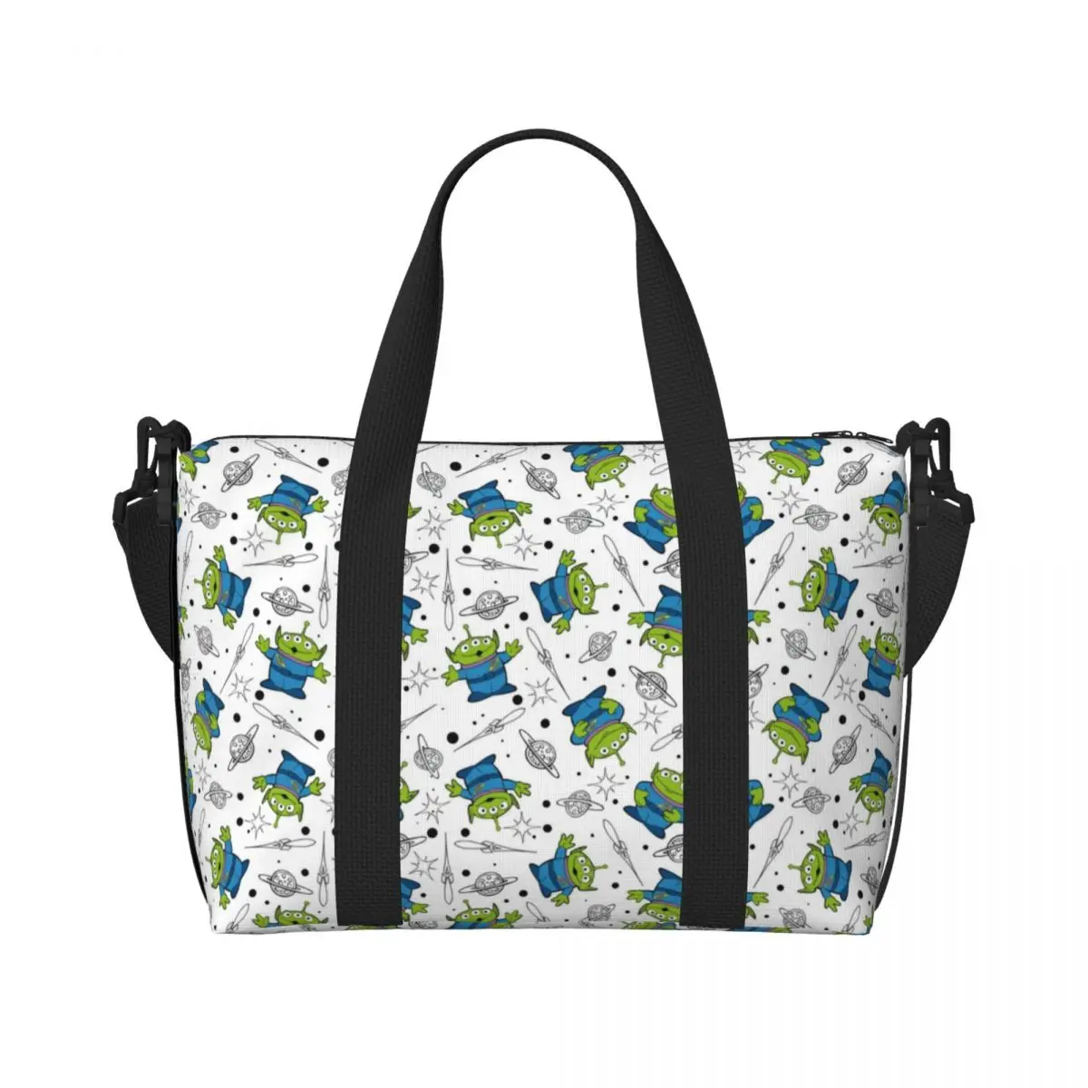 

Custom Toy Story Vintage Tote Bag for Women Big Capacity Pizza Planet Aliens Beach Gym Travel Bags