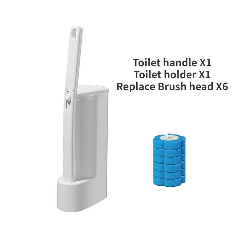 1Set Witte Wegwerp Toiletborstelreiniger Met Lange Handgreep Met Vervangbare Reinigingsborstel Badkameraccessoires