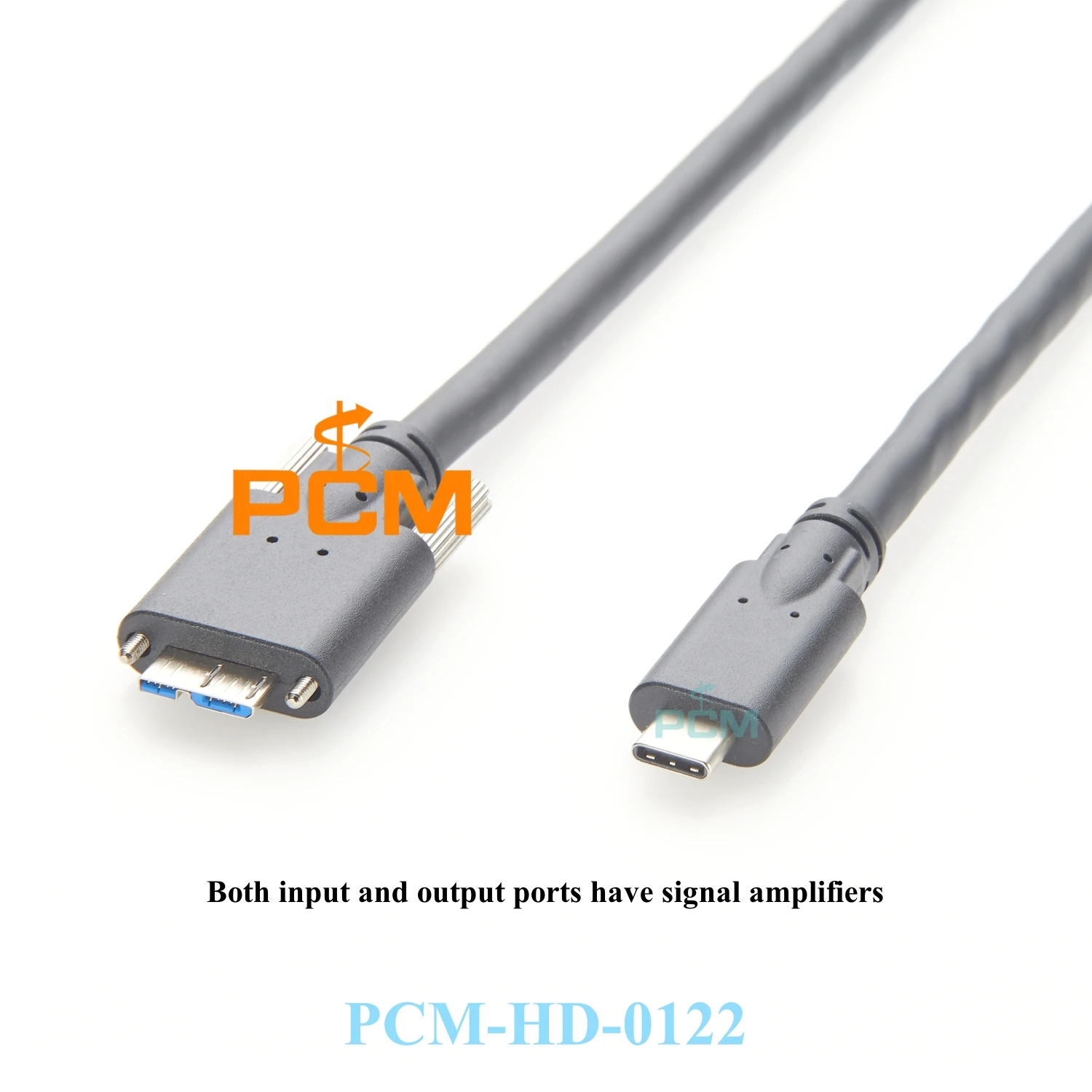 Screw lock Panel Mount USB 3.0 Micro-B to Type-C Active Cable with Signal Booster High Flex Drag Chain for Long Distance
