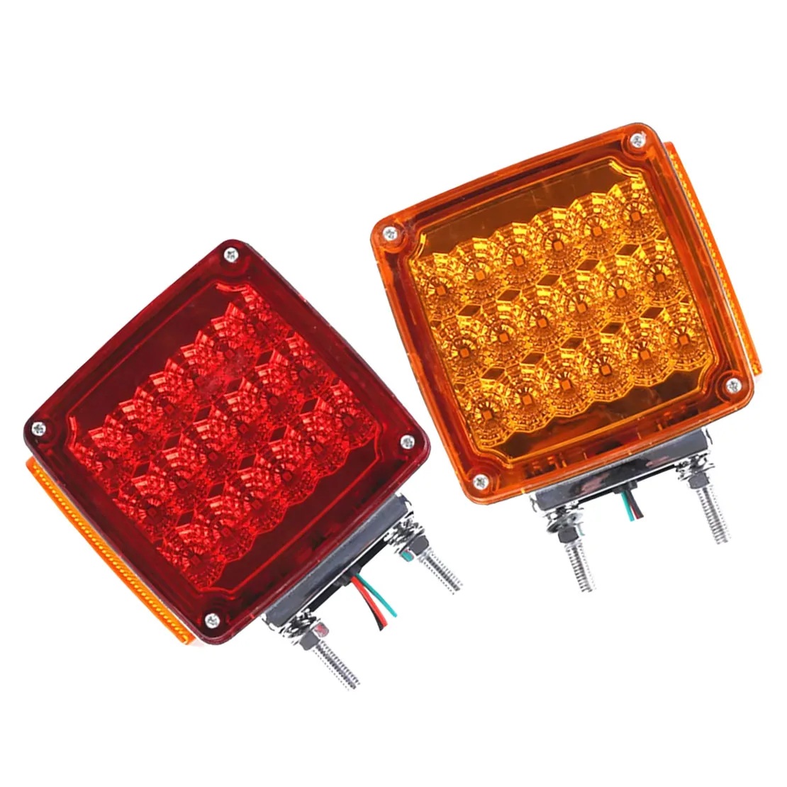 

1 Pair 39LED Square Dual Face Stud Mount Pedestal Fender Turn Signal Marker Light Universal for Trailer Tractor Bus Boat 12V