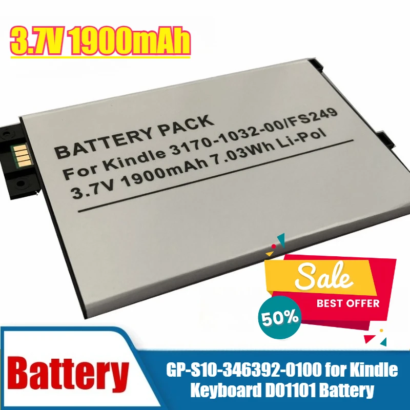 

3.7V 1900mAh GP-S10-346392-0100 for Kindle Keyboard D01101 Battery