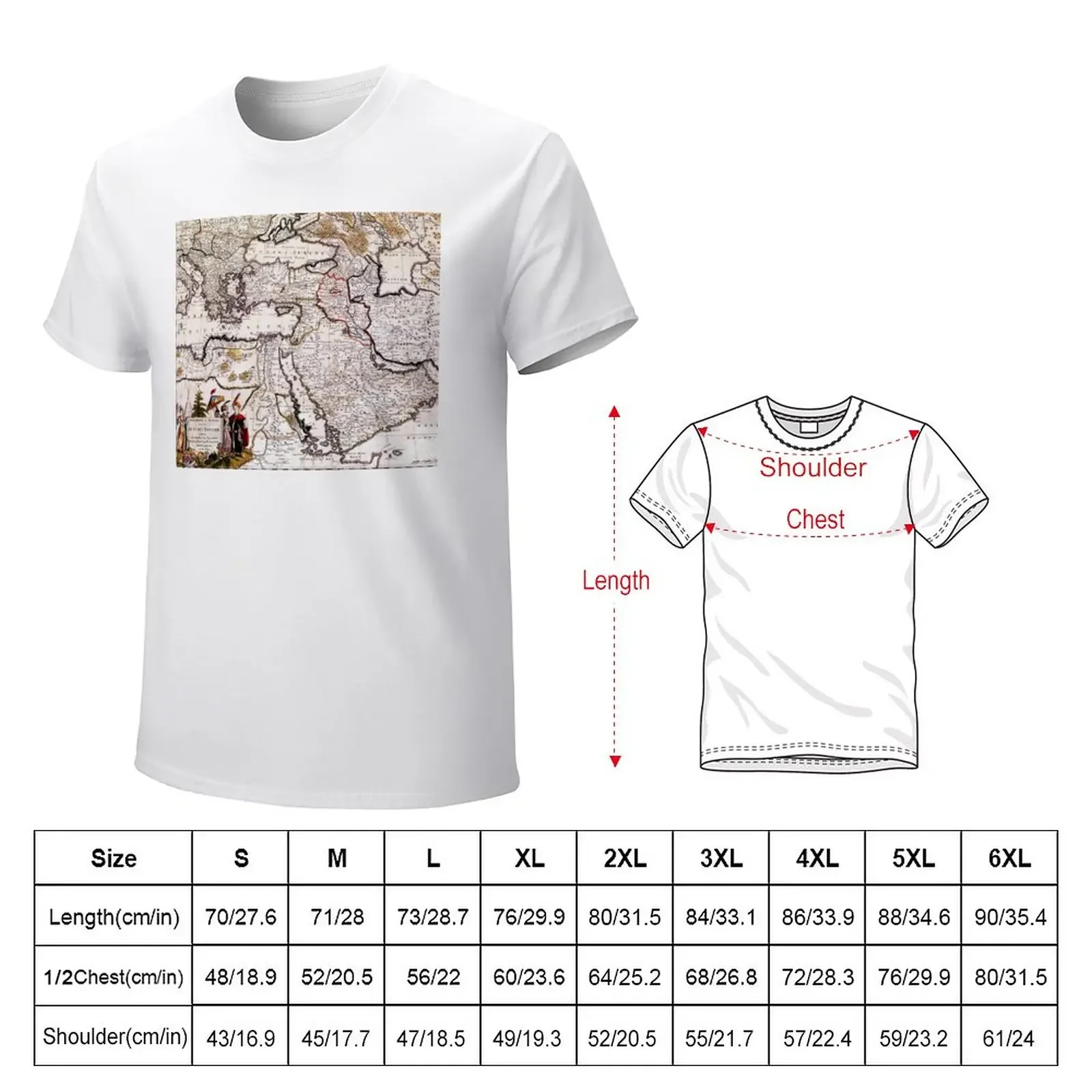 Map of The Ottoman Empire - 18th century T-Shirt heavyweights plus sizes t shirts for men