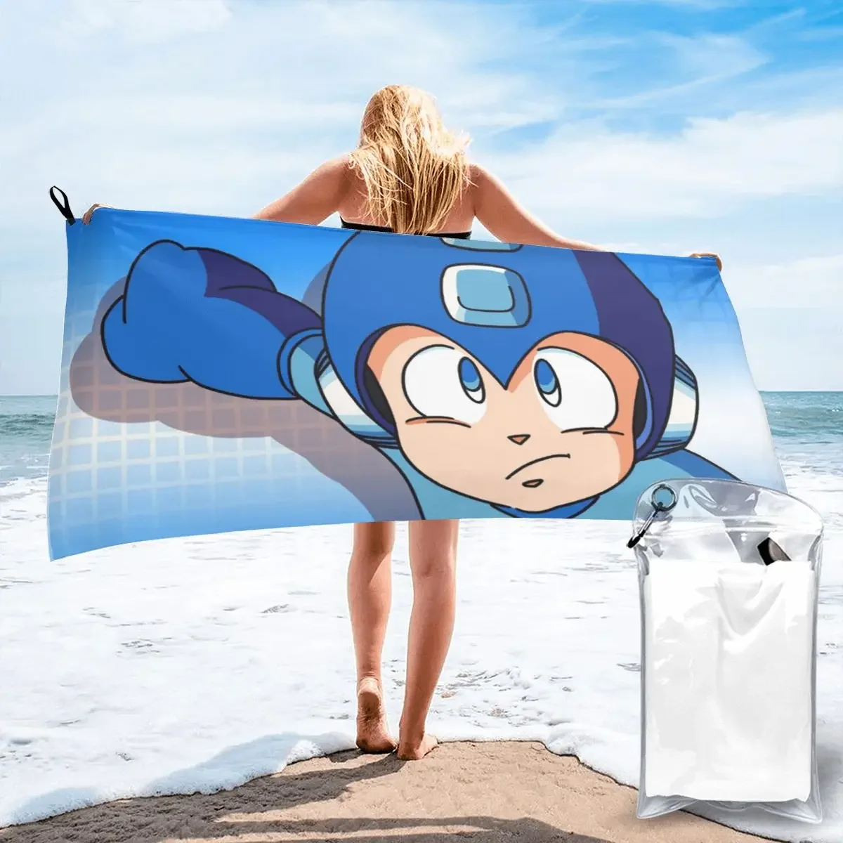 

Пляжное полотенце Megaman для видеоигр Mega Man, мягкие быстросохнущие впитывающие полотенца из микрофибры для альпинизма