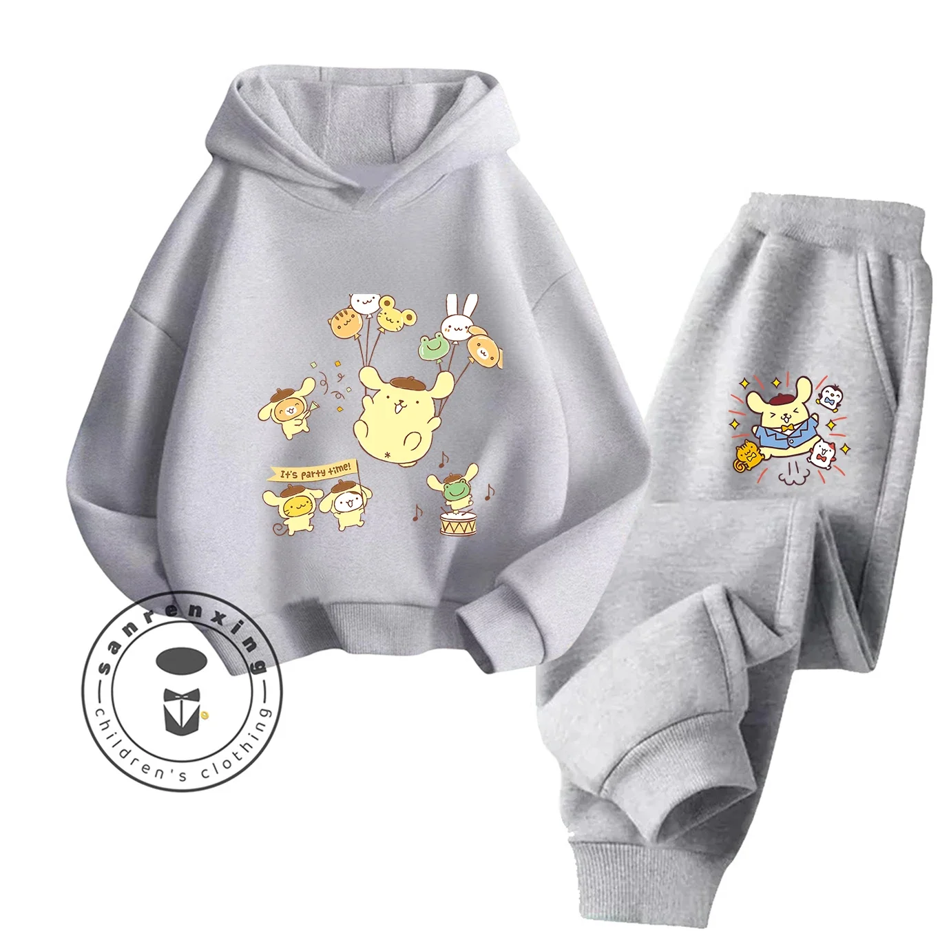 Pompompurin 2025 مجموعة هوديي مطبوعة برسوم كارتونية موضة للأطفال المراهقين بنين بنات عادية رائجة البيع الخريف الشتاء