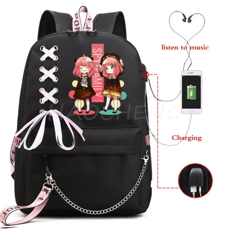 Fashion Spy X Family Anya Forger Anime School Bag For Teenagers Girls Women's Backpacks Kids Students Schoolbags Mochilas