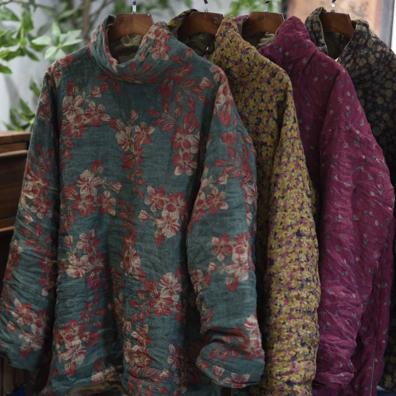 

2025 женская теплая одежда с хлопковой подкладкой, новая зимняя рубашка с полувысоким воротником и принтом, женская футболка с длинным рукавом, топы и пуловеры