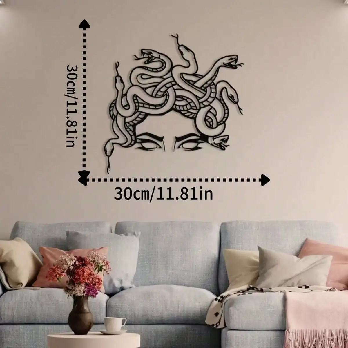 Brand Medusa Greek Mythology Metal Wall Art, Minimalist Iron Hanging Sculpture for Interior Home Indoor Decor