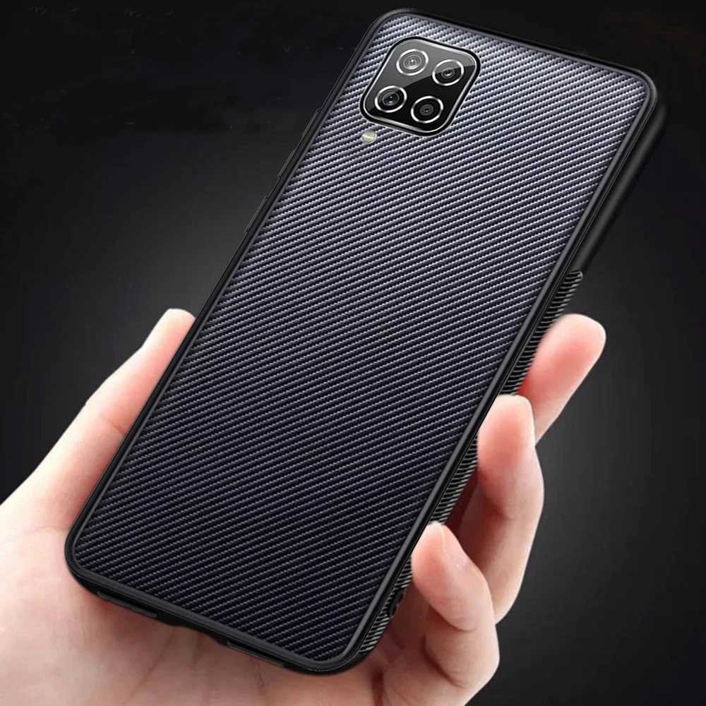 Luxury Carbon Fiber Texure Soft TPU Case Cover For Samsung Galaxy A12 A42 A22 4G 5G Ultra-thin Phone Back Protective Capa Coque