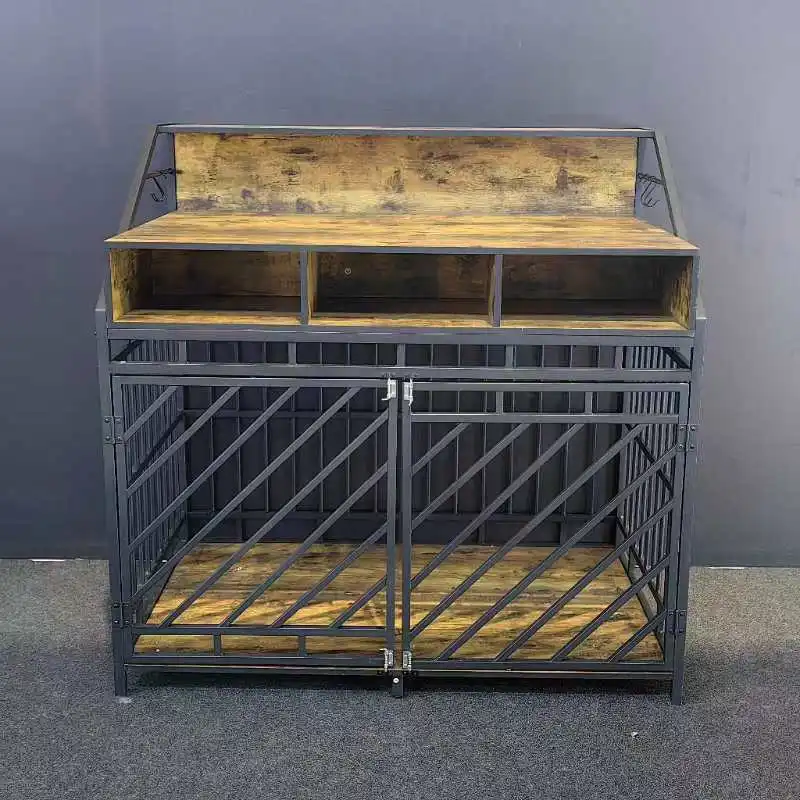 Family indoor pet dog cage with storage drawer