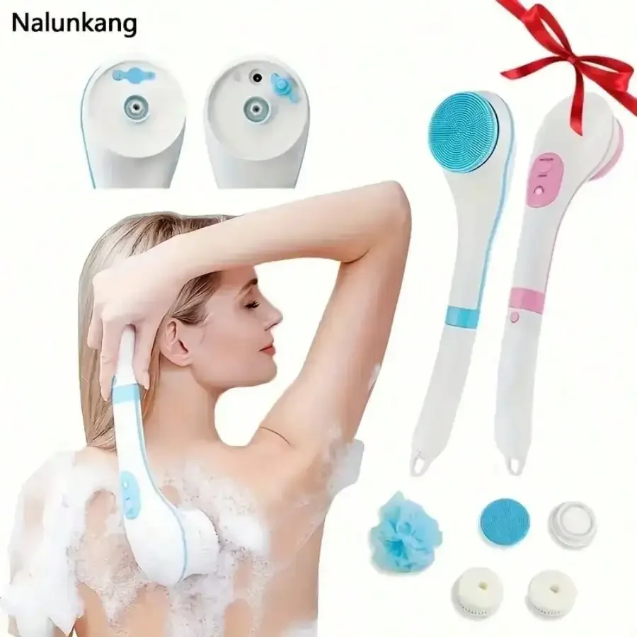 The Electric Shower Brush, Soft-Bristled Shower Brush, 5 Head Attachments, Long-Handled Handheld Body Brush, USB Charging Are All Delivered Within 2 Working Days. They Are Provided For Back And Full-Body Cleaning.