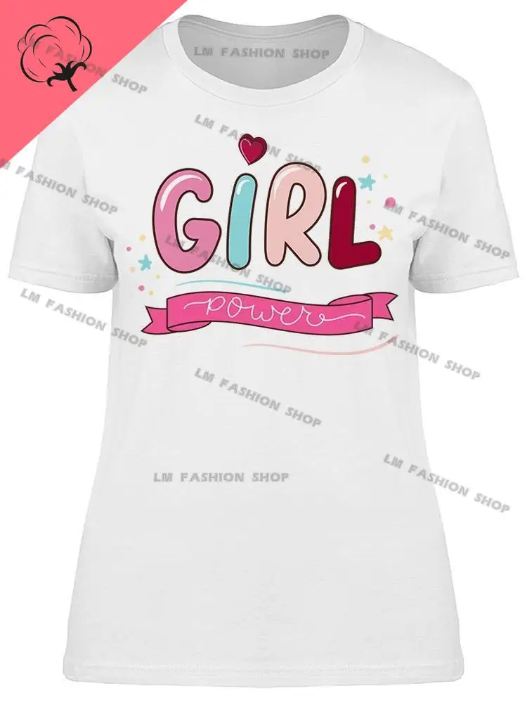 Girl Power,  Graphic TShirts Men's Clothing Short Sleeve Tops Cotton Tees Women's Printed T-Shirt