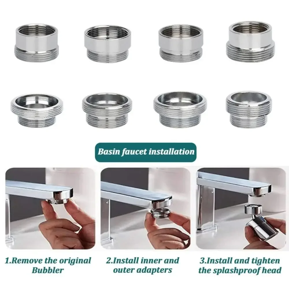 18/20/22/24mm To 22mm Water Filter Adapter Kitchen Faucet Saving Tap Aerator Connector Metal Bathroom Accessories With Washer