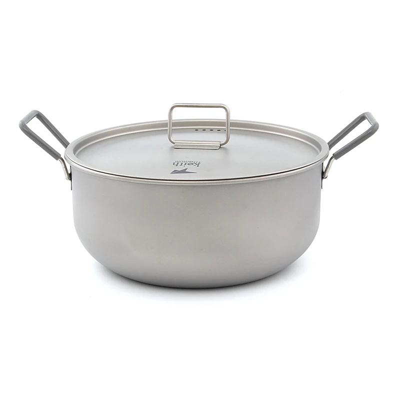 Keith-Ultralight Camping Cooking Set, Titanium Cookware Stockpot , Folding Handles, Outdoor Equipment, Titanium Pot 1.8L