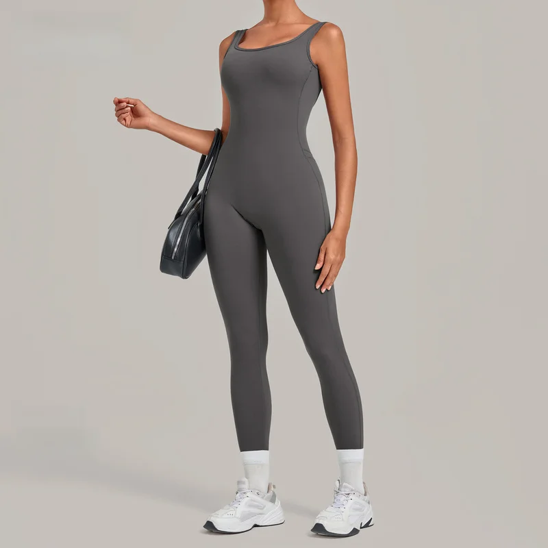 Yoga Jumpsuit With Deep Backless Tight-fitting Running Fitness Flare Leg Bodysuit Woman One Piece Athletic Wear Sportswear view 3